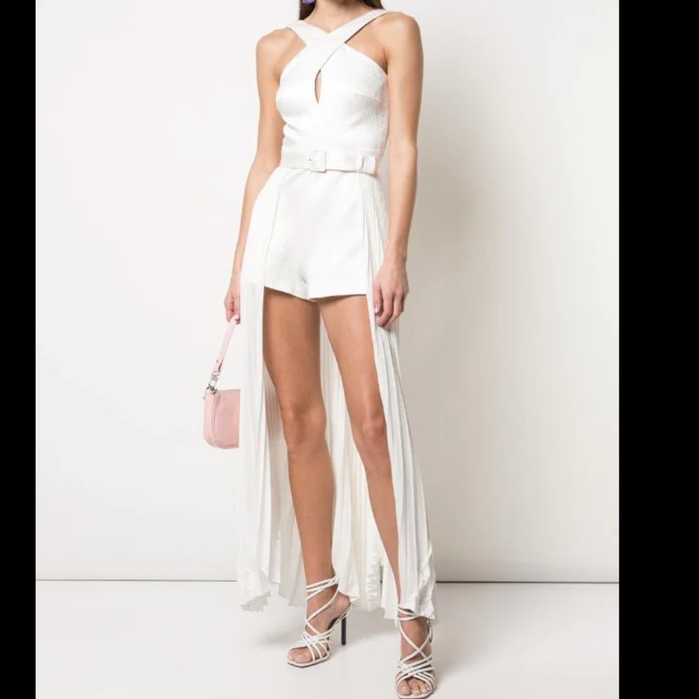 Alexis Ambra Halter Romper with Skirt in Ivory
